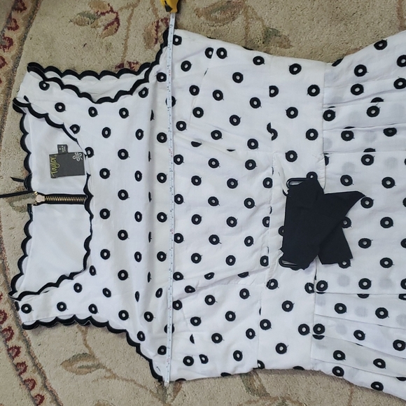 🗝 Taylor White/Black Cotton Spring Summer Dress vintage style - Picture 8 of 14